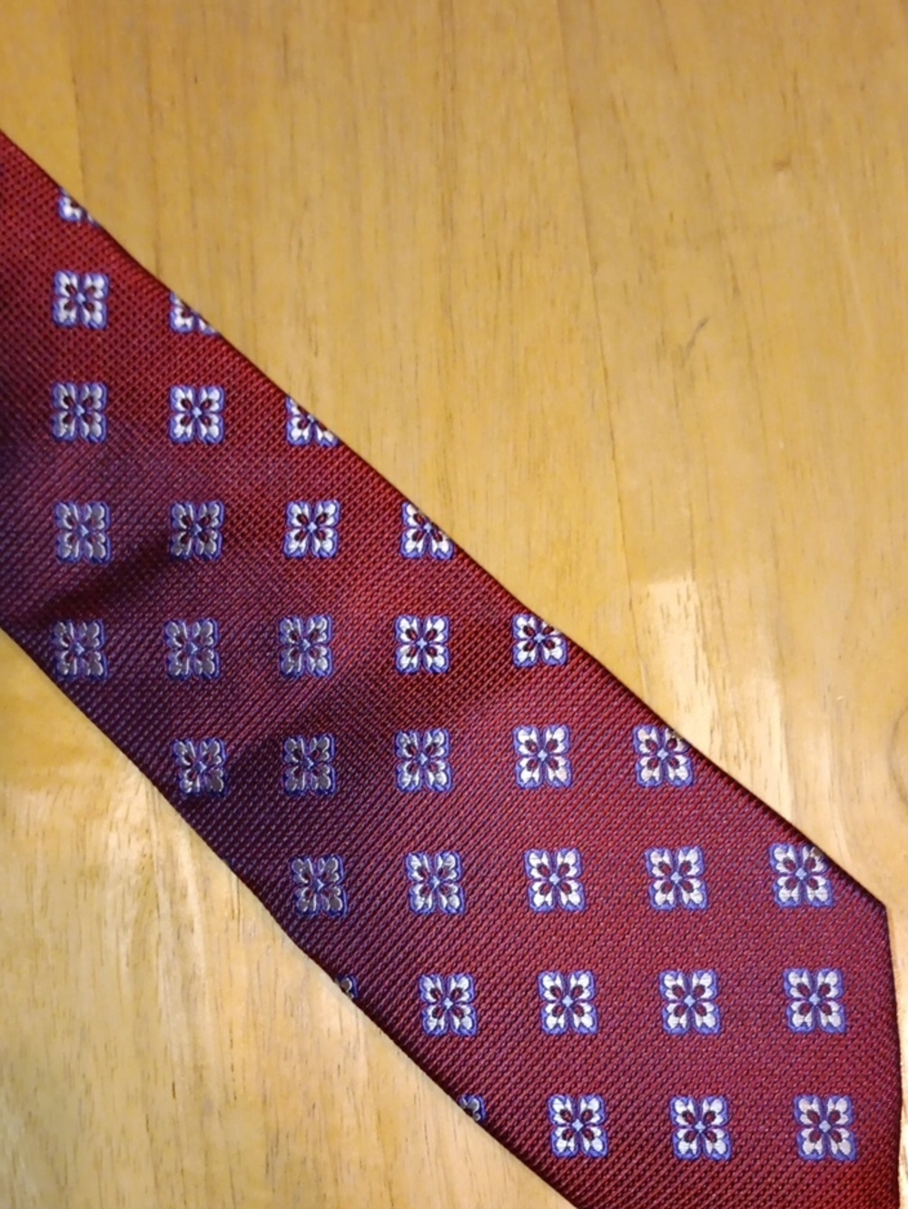 Ted Baker Burgundy Tie with Blue Fleur Motif